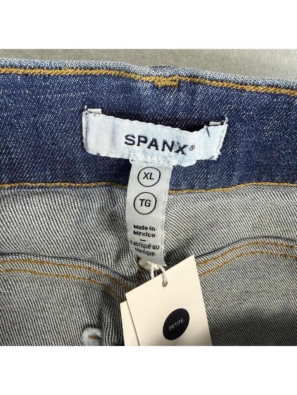 Spanx Crop Wide Leg Jeans Women's XL Petite Blue Medium Wash Denim NWT - Picture 5 of 10